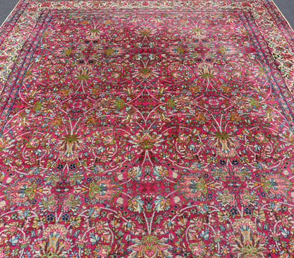 Antique Persian Lavar Kerman Rug with All - Over Floral Design In Jewel Tones. Keivan Woven Arts / rug A - 0702, country of origin / type: Iran / Lavar Kerman, circa 1910 Measures: 9' x 12'. This exquisite antique Lavar Kerman carpet originates from ... - Keivan Woven ArtsA - 0702 - 603Rug