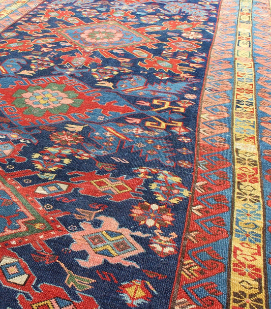 Antique Caucasian Seychour Rug with Diamond Medallions in Rich Colors This elegant 19th Century Seychour rug originates from the mountainous region of the Caucuses. A beautiful row of five diamond - shaped medallions run the entire length of the r... - Keivan Woven ArtsA - 0722 - 1386Rug