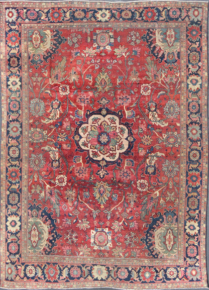 Antique Persian Sultanabad Rug in Red, Blue, Green and Large Scale Florals Late 19th century Antique Persian Sultanabad rug, Keivan Woven Arts/ Rug A - 1203, country of origin / type: Persian / Sultanabad, circa early - 20th century. Measu... - Keivan Woven ArtsA - 1203 - 609Rug