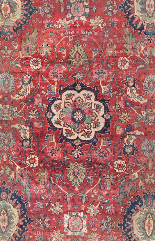 Antique Persian Sultanabad Rug in Red, Blue, Green and Large Scale Florals Late 19th century Antique Persian Sultanabad rug, Keivan Woven Arts/ Rug A - 1203, country of origin / type: Persian / Sultanabad, circa early - 20th century. Measu... - Keivan Woven ArtsA - 1203 - 609Rug