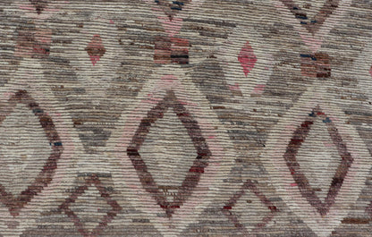 Moroccan Style Modern Hand Knotted Rug In Tribal Design In Brown's, Pink, Gray. Keivan Woven Arts; rug AAR - 1002, country of origin / type: Afghanistan / Modern Casual, circa early - 21th century. Measures: 10'3 x 13'5 This modern casual tribal lar... - Keivan Woven ArtsAAR - 1002 - 23480Rug