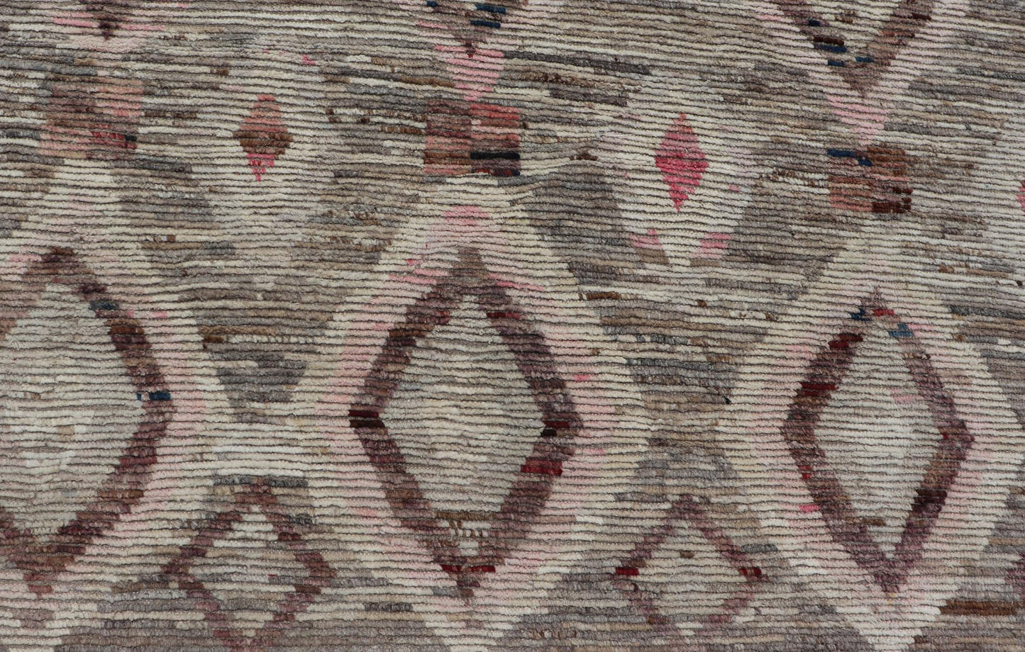 Moroccan Style Modern Hand Knotted Rug In Tribal Design In Brown's, Pink, Gray. Keivan Woven Arts; rug AAR - 1002, country of origin / type: Afghanistan / Modern Casual, circa early - 21th century. Measures: 10'3 x 13'5 This modern casual tribal lar... - Keivan Woven ArtsAAR - 1002 - 23480
