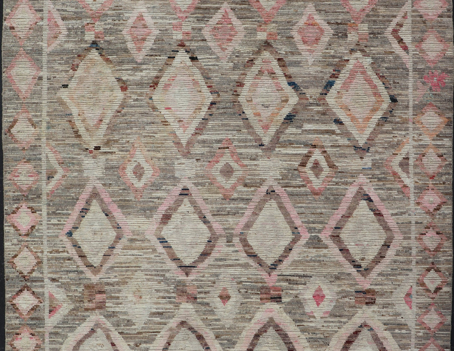Moroccan Style Modern Hand Knotted Rug In Tribal Design In Brown's, Pink, Gray. Keivan Woven Arts; rug AAR - 1002, country of origin / type: Afghanistan / Modern Casual, circa early - 21th century. Measures: 10'3 x 13'5 This modern casual tribal lar... - Keivan Woven ArtsAAR - 1002 - 23480Rug