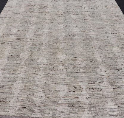 Modern Afghanistan Rug with All - Over Pattern in Muted Light Green Tones. Keivan Woven Arts rug AAR - 1003, country of origin / type: Afghanistan 21st century. Measures: 8'8 x 11'5 The subdued design of this piled rug makes it perfect for modern a... - Keivan Woven ArtsAAR - 1003 - 24205Rugs