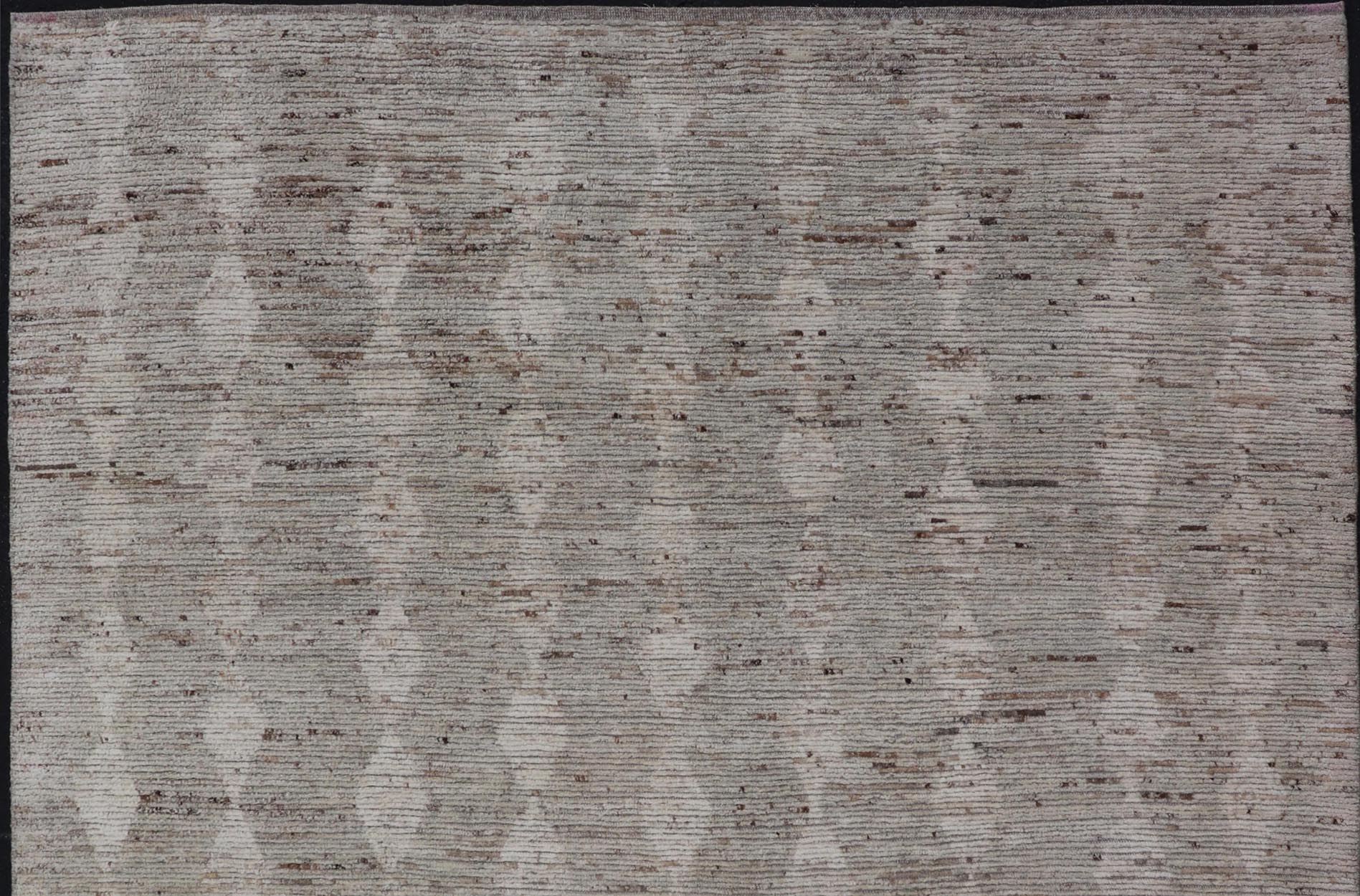 Modern Afghanistan Rug with All - Over Pattern in Muted Light Green Tones. Keivan Woven Arts rug AAR - 1003, country of origin / type: Afghanistan 21st century. Measures: 8'8 x 11'5 The subdued design of this piled rug makes it perfect for modern a... - Keivan Woven ArtsAAR - 1003 - 24205Rugs