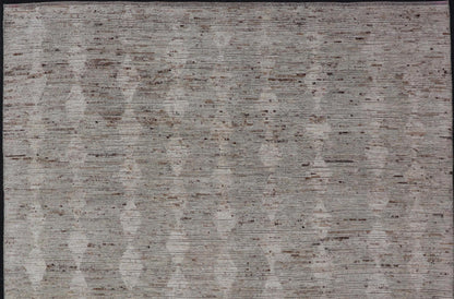 Modern Afghanistan Rug with All - Over Pattern in Muted Light Green Tones. Keivan Woven Arts rug AAR - 1003, country of origin / type: Afghanistan 21st century. Measures: 8'8 x 11'5 The subdued design of this piled rug makes it perfect for modern a... - Keivan Woven ArtsAAR - 1003 - 24205Rugs