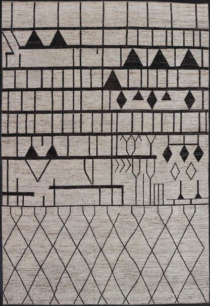 Modern Casual Hand - Knotted in Wool With Black and White in Modern Design. Country of Origin: Afghanistan Type: Modern Casual Keivan Woven Arts; rug AAR - 1004 / Design: Abstract, Sub - Geometric Key Words: Authentic Modern Casual, Abstract Rug, Abstrac... - Keivan Woven ArtsAAR - 1004 - 23882Rug