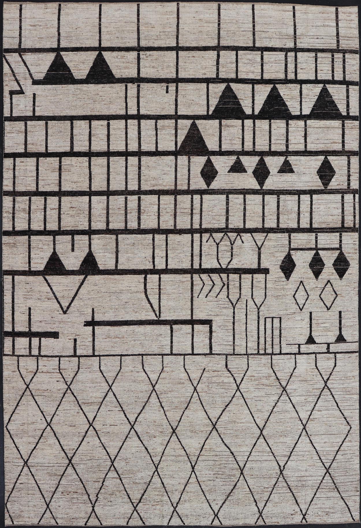 Modern Casual Hand - Knotted in Wool With Black and White in Modern Design. Country of Origin: Afghanistan Type: Modern Casual Keivan Woven Arts; rug AAR - 1004 / Design: Abstract, Sub - Geometric Key Words: Authentic Modern Casual, Abstract Rug, Abstrac... - Keivan Woven ArtsAAR - 1004 - 23882