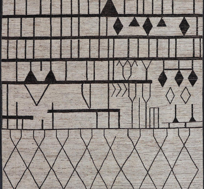 Modern Casual Hand - Knotted in Wool With Black and White in Modern Design. Country of Origin: Afghanistan Type: Modern Casual Keivan Woven Arts; rug AAR - 1004 / Design: Abstract, Sub - Geometric Key Words: Authentic Modern Casual, Abstract Rug, Abstrac... - Keivan Woven ArtsAAR - 1004 - 23882Rug
