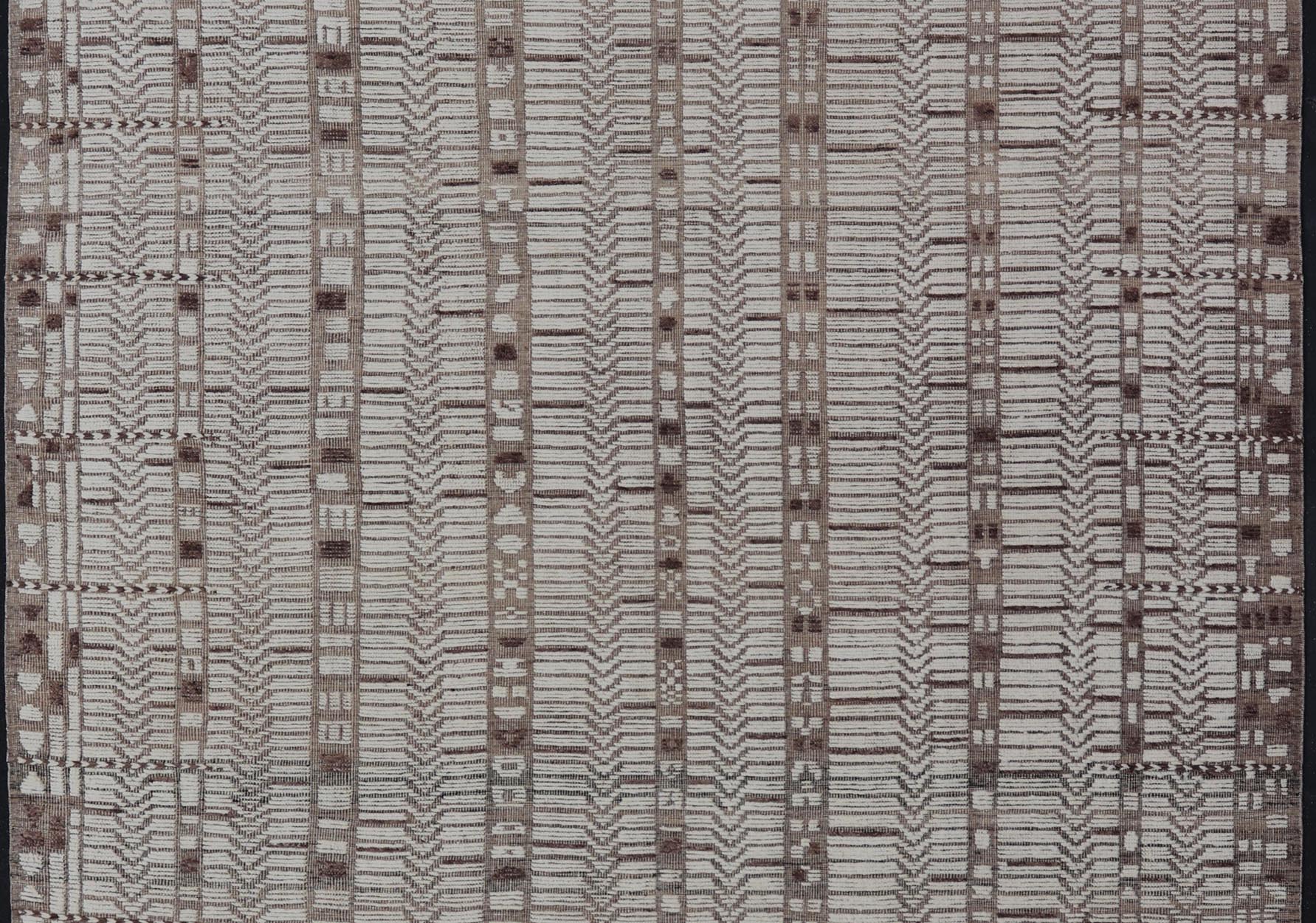 Moroccan Style Modern Casual Hand Knotted Rug In Cream With Texture. Keivan Woven Arts; rug AAR - 1663, country of origin / type: Afghanistan / Modern Casual, circa early - 21th century. Measures: 12'1 x 16'0 This modern casual tribal large Moroccan... - Keivan Woven ArtsAAR - 1663 - 24414Rug
