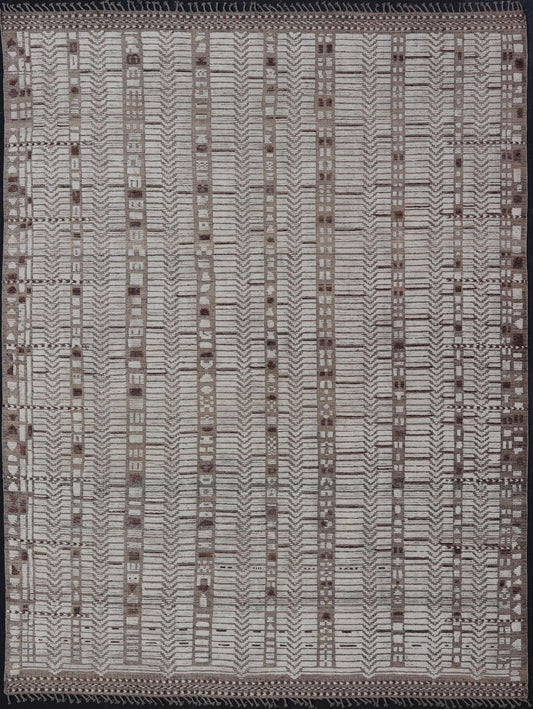 Moroccan Style Modern Casual Hand Knotted Rug In Cream With Texture. Keivan Woven Arts; rug AAR - 1663, country of origin / type: Afghanistan / Modern Casual, circa early - 21th century. Measures: 12'1 x 16'0 This modern casual tribal large Moroccan... - Keivan Woven ArtsAAR - 1663 - 24414