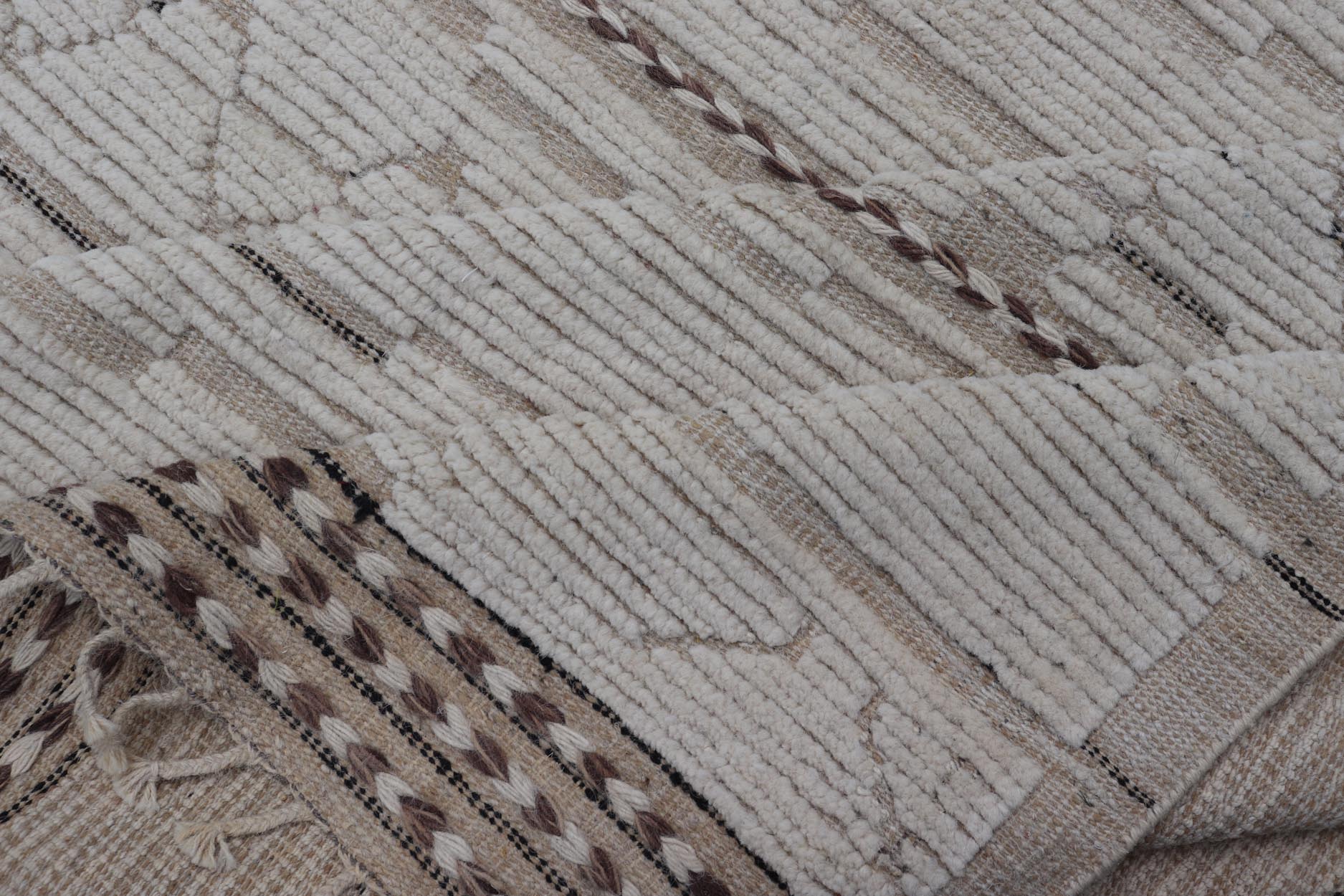 Large Minimalist Design rug, Large Modern Rug Large Modern Rug in Muted Off White. Light Brown with Minimalist Design Modern Afghanistan Rug with All - Over Pattern in Muted Light Cream and Tan Tones. Keivan Woven Arts rug AAR - 1664, country of origin / t... - Keivan Woven ArtsAAR - 1664 - 24420