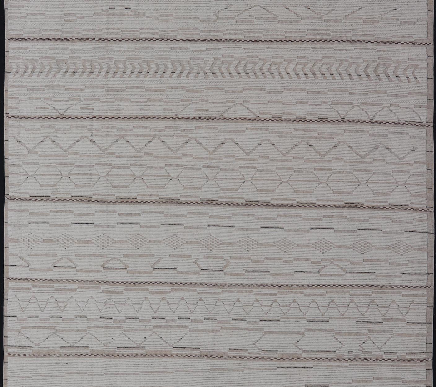 Large Minimalist Design rug, Large Modern Rug Large Modern Rug in Muted Off White. Light Brown with Minimalist Design Modern Afghanistan Rug with All - Over Pattern in Muted Light Cream and Tan Tones. Keivan Woven Arts rug AAR - 1664, country of origin / t... - Keivan Woven ArtsAAR - 1664 - 24420