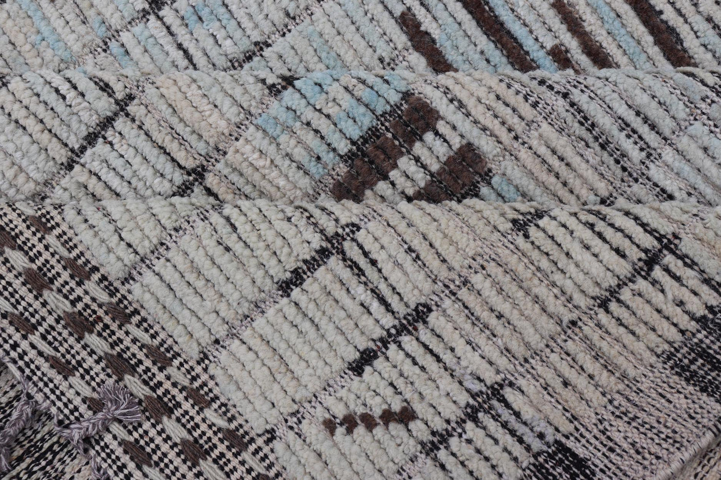 Modern Casual Hand Knotted in Wool with Ice Blue and Brown in Modern Design. Keivan Woven Arts / Country of Origin: Afghanistan Type: Modern Casual Keivan Woven Arts; rug AAR - 1666/ Design: Abstract, Sub - Geometric. Measures: 11'7 x 15'9 This ove... - Keivan Woven ArtsAAR - 1666 - 24426Rugs