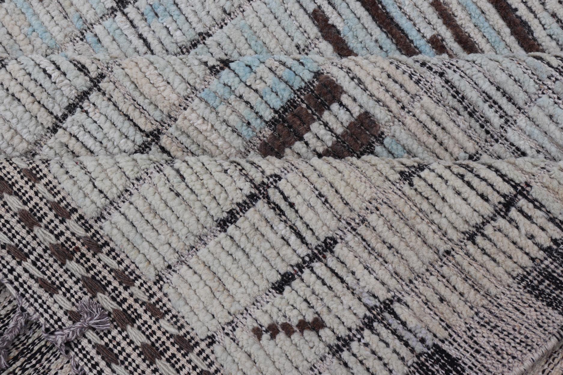 Modern Casual Hand Knotted in Wool with Ice Blue and Brown in Modern Design. Keivan Woven Arts / Country of Origin: Afghanistan Type: Modern Casual Keivan Woven Arts; rug AAR - 1666/ Design: Abstract, Sub - Geometric. Measures: 11'7 x 15'9 This ove... - Keivan Woven ArtsAAR - 1666 - 24426Rugs