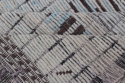 Modern Casual Hand Knotted in Wool with Ice Blue and Brown in Modern Design. Keivan Woven Arts / Country of Origin: Afghanistan Type: Modern Casual Keivan Woven Arts; rug AAR - 1666/ Design: Abstract, Sub - Geometric. Measures: 11'7 x 15'9 This ove... - Keivan Woven ArtsAAR - 1666 - 24426Rugs