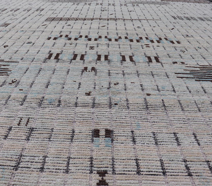 Modern Casual Hand Knotted in Wool with Ice Blue and Brown in Modern Design. Keivan Woven Arts / Country of Origin: Afghanistan Type: Modern Casual Keivan Woven Arts; rug AAR - 1666/ Design: Abstract, Sub - Geometric. Measures: 11'7 x 15'9 This ove... - Keivan Woven ArtsAAR - 1666 - 24426Rugs