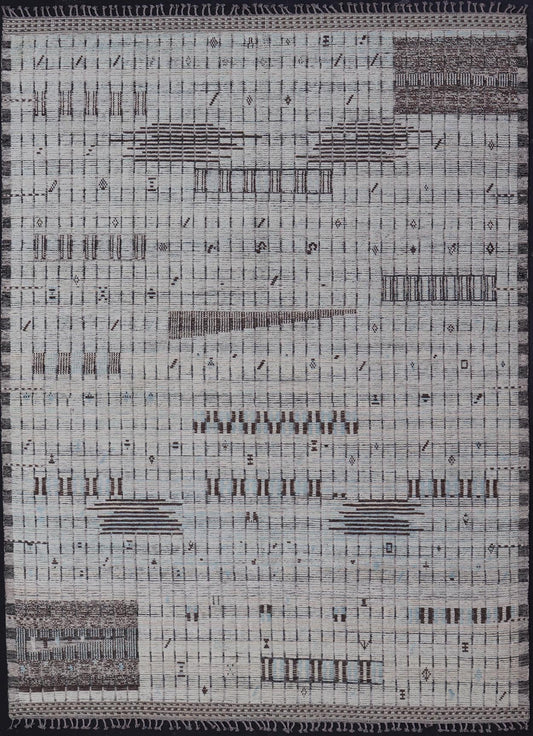 Modern Casual Hand Knotted in Wool with Ice Blue and Brown in Modern Design. Keivan Woven Arts / Country of Origin: Afghanistan Type: Modern Casual Keivan Woven Arts; rug AAR - 1666/ Design: Abstract, Sub - Geometric. Measures: 11'7 x 15'9 This ove... - Keivan Woven ArtsAAR - 1666 - 24426Rug