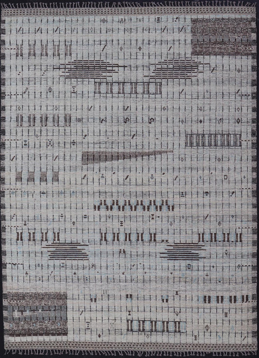 Modern Casual Hand Knotted in Wool with Ice Blue and Brown in Modern Design. Keivan Woven Arts / Country of Origin: Afghanistan Type: Modern Casual Keivan Woven Arts; rug AAR - 1666/ Design: Abstract, Sub - Geometric. Measures: 11'7 x 15'9 This ove... - Keivan Woven ArtsAAR - 1666 - 24426Rugs