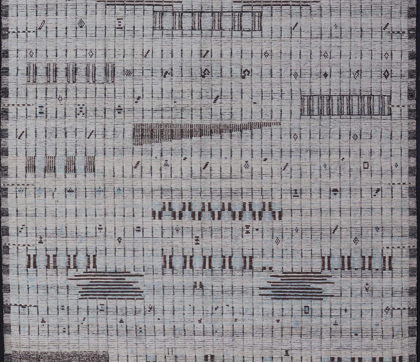 Modern Casual Hand Knotted in Wool with Ice Blue and Brown in Modern Design. Keivan Woven Arts / Country of Origin: Afghanistan Type: Modern Casual Keivan Woven Arts; rug AAR - 1666/ Design: Abstract, Sub - Geometric. Measures: 11'7 x 15'9 This ove... - Keivan Woven ArtsAAR - 1666 - 24426Rugs