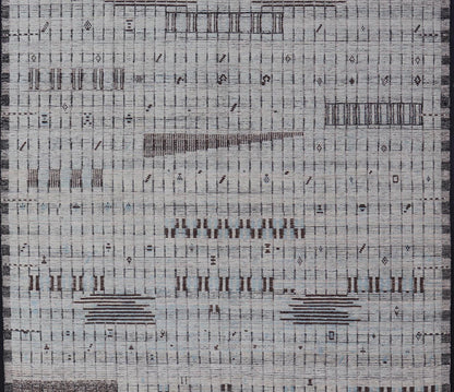 Modern Casual Hand Knotted in Wool with Ice Blue and Brown in Modern Design. Keivan Woven Arts / Country of Origin: Afghanistan Type: Modern Casual Keivan Woven Arts; rug AAR - 1666/ Design: Abstract, Sub - Geometric. Measures: 11'7 x 15'9 This ove... - Keivan Woven ArtsAAR - 1666 - 24426Rugs