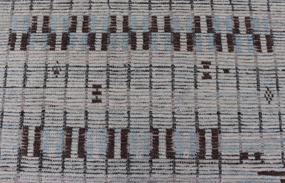 Modern Casual Hand Knotted in Wool with Ice Blue and Brown in Modern Design. Keivan Woven Arts / Country of Origin: Afghanistan Type: Modern Casual Keivan Woven Arts; rug AAR - 1666/ Design: Abstract, Sub - Geometric. Measures: 11'7 x 15'9 This ove... - Keivan Woven ArtsAAR - 1666 - 24426Rugs