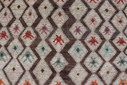 Modern Hand - Knotted Rug in Wool with Sub - Geometric Diamond Design in Multicolor This modern casual tribal rug has been hand - knotted. The rug features a modern all - over sub - geometric diamond design, replete with various motifs in multicolor, mak... - Keivan Woven ArtsAFG - 004 - 563Rug