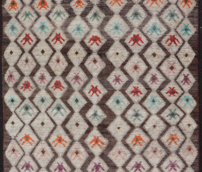 Modern Hand - Knotted Rug in Wool with Sub - Geometric Diamond Design in Multicolor This modern casual tribal rug has been hand - knotted. The rug features a modern all - over sub - geometric diamond design, replete with various motifs in multicolor, mak... - Keivan Woven ArtsAFG - 004 - 563Rug