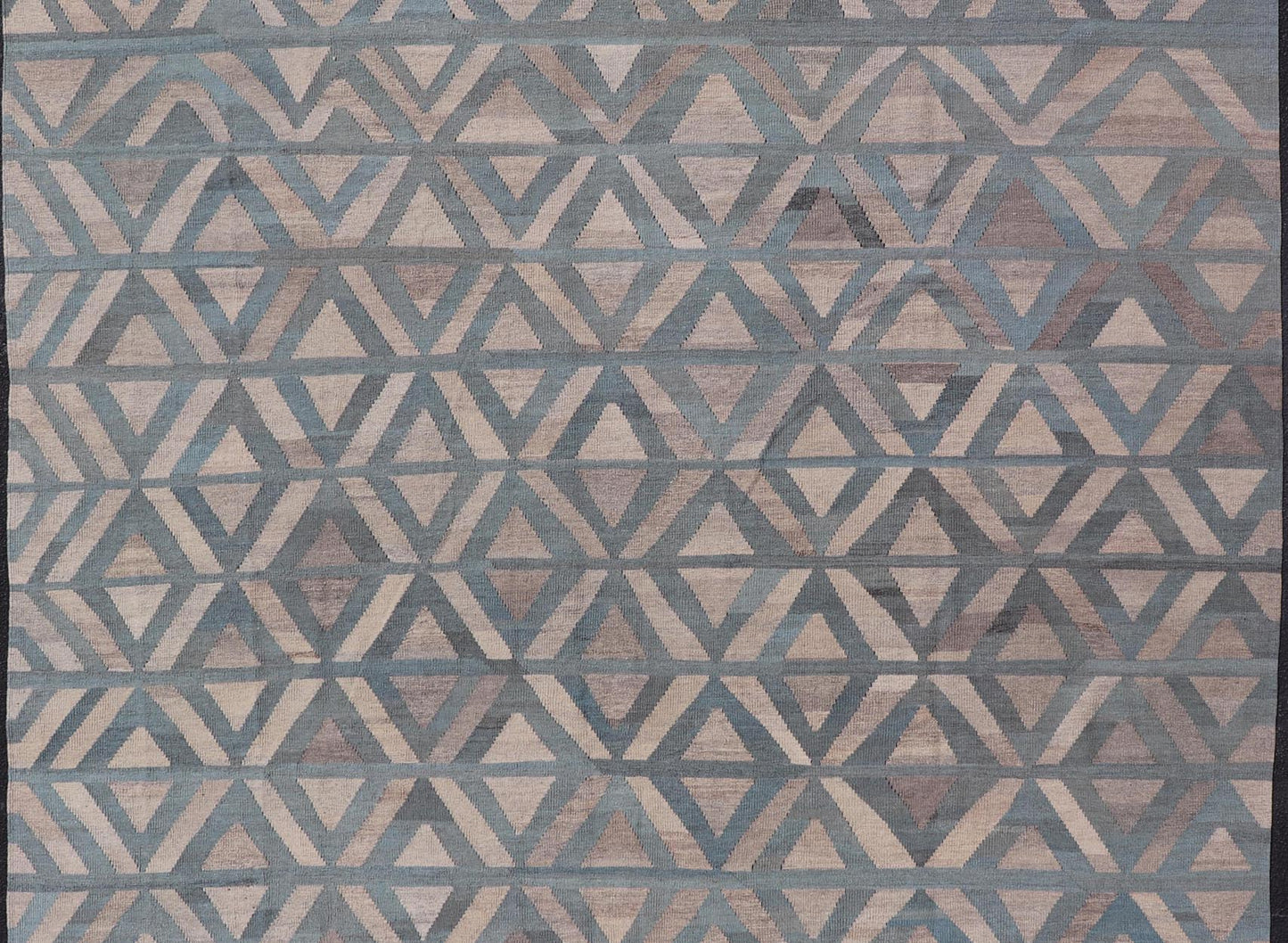 Modern Hand - Knotted Rug in Wool with Geometric Diamond Pattern in Blue and Brown This modern design kilim is hand - woven in Afghanistan. The rug features a modern geometric diamond design, replete with various motifs in multicolor, making this ru... - Keivan Woven ArtsAFG - 115 - 19682Rug