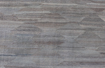 Modern Flat Weave Kilim in Wool with Sub - Geometric Diamond Design This modern casual tribal kilim has been hand - woven. The rug features a modern sub - geometric diamond design, rendered in multicolor of grays; making this kilim a superb fit for a var... - Keivan Woven ArtsAFG - 121 - 19688Rug