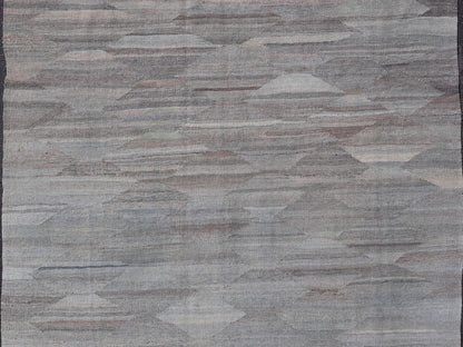 Modern Flat Weave Kilim in Wool with Sub - Geometric Diamond Design This modern casual tribal kilim has been hand - woven. The rug features a modern sub - geometric diamond design, rendered in multicolor of grays; making this kilim a superb fit for a var... - Keivan Woven ArtsAFG - 121 - 19688Rug