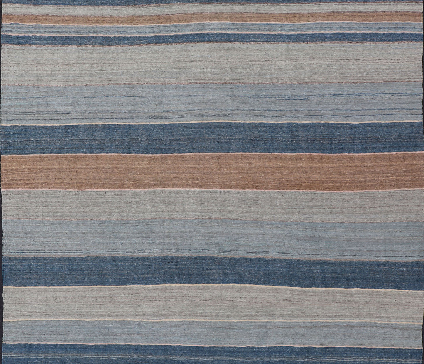 Modern Kilim Rug with Large Stripes in Shades of Blues, Brown, Gray Flat - weave Kilim rug with stripes with modern design in shades of blue, taupe/brown and light blue, rug afg - 29515, country of origin / type: Afghanistan / Kilim kwarugs ... - Keivan Woven ArtsAFG - 122 - 15801Rug