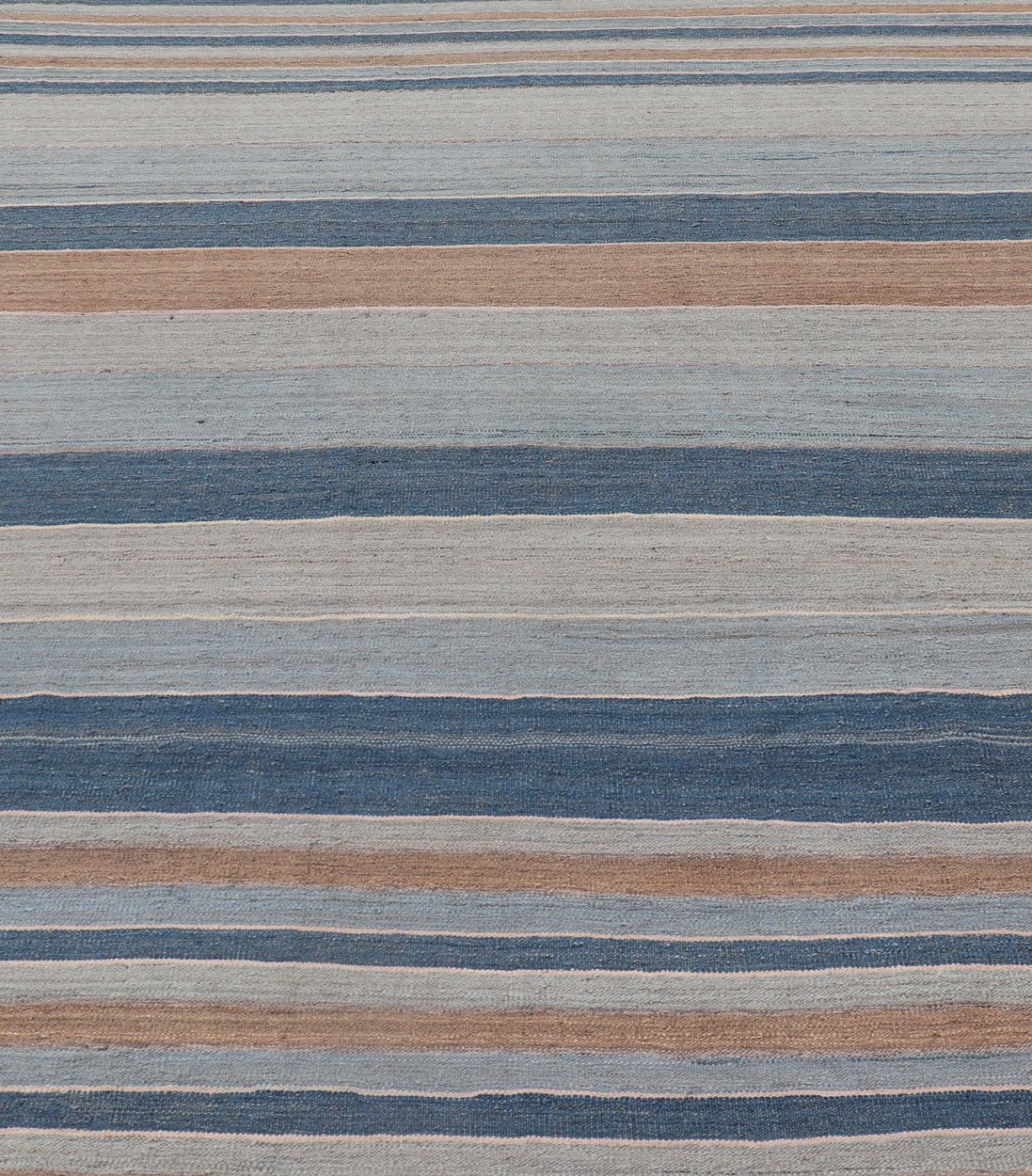 Modern Kilim Rug with Large Stripes in Shades of Blues, Brown, Gray Flat - weave Kilim rug with stripes with modern design in shades of blue, taupe/brown and light blue, rug afg - 29515, country of origin / type: Afghanistan / Kilim kwarugs ... - Keivan Woven ArtsAFG - 122 - 15801Rug