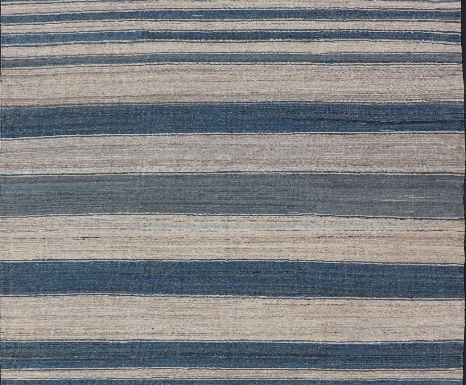 Flat - Weave Modern Kilim Rug with Stripes in Shades of Blue, and Cream Flat - weave Kilim rug with stripes with modern design in shades of blue, gray, and cream Keivan Woven Arts / rug AFG - 123, country of origin / type: Afghanistan / Kilim T... - Keivan Woven ArtsAFG - 123 - 15078Rug