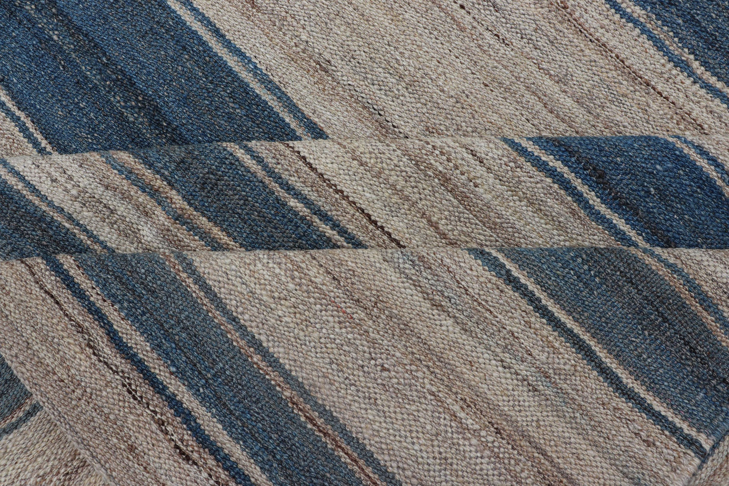 Flat - Weave Modern Kilim Rug with Stripes in Shades of Blue, and Cream Flat - weave Kilim rug with stripes with modern design in shades of blue, gray, and cream Keivan Woven Arts / rug AFG - 123, country of origin / type: Afghanistan / Kilim T... - Keivan Woven ArtsAFG - 123 - 15078Rug