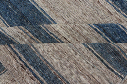 Flat - Weave Modern Kilim Rug with Stripes in Shades of Blue, and Cream Flat - weave Kilim rug with stripes with modern design in shades of blue, gray, and cream Keivan Woven Arts / rug AFG - 123, country of origin / type: Afghanistan / Kilim T... - Keivan Woven ArtsAFG - 123 - 15078Rug
