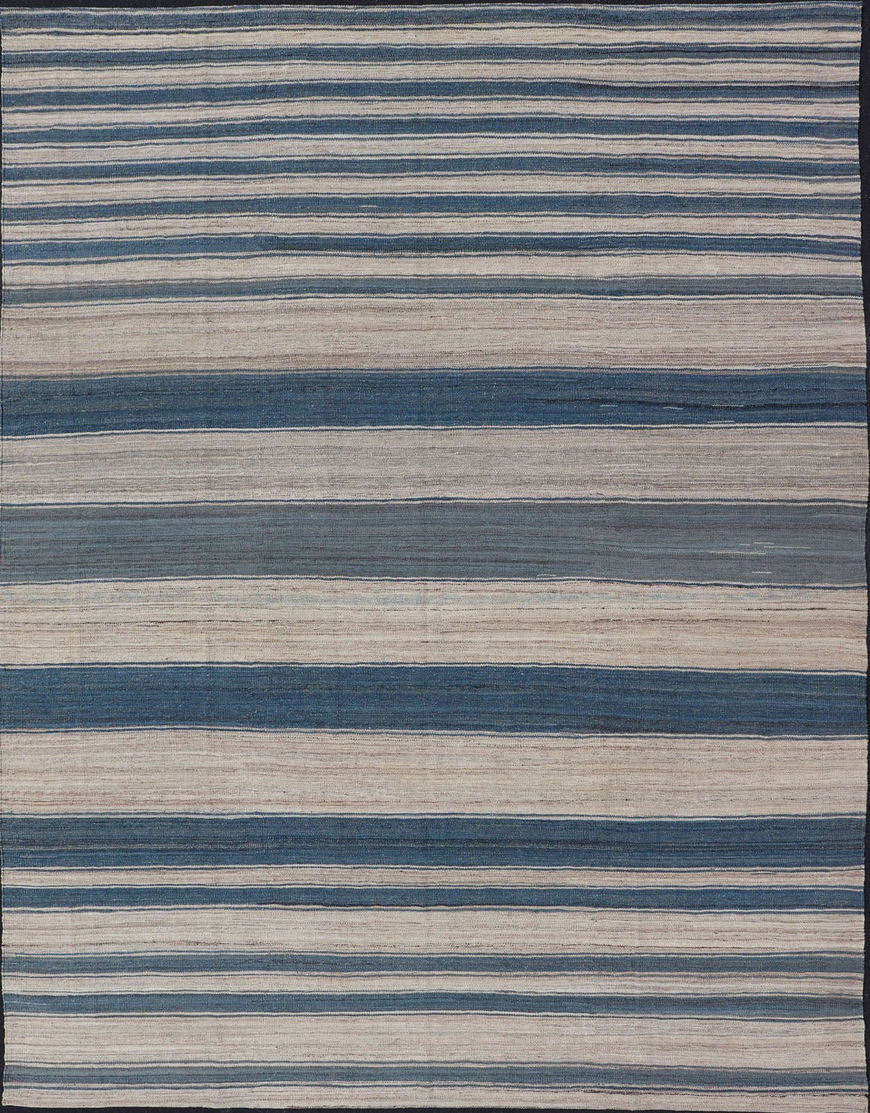 Flat - Weave Modern Kilim Rug with Stripes in Shades of Blue, and Cream Flat - weave Kilim rug with stripes with modern design in shades of blue, gray, and cream Keivan Woven Arts / rug AFG - 123, country of origin / type: Afghanistan / Kilim T... - Keivan Woven ArtsAFG - 123 - 15078Rug