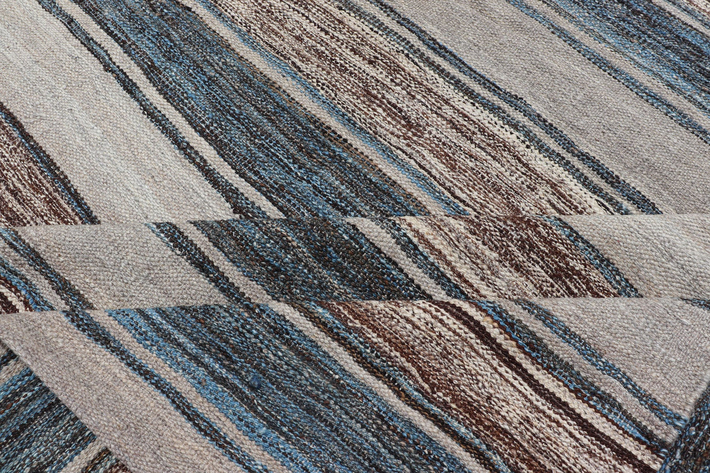 Versatile and natural blue, cream, and brown flat - weave Kilim for a modern or classic design. Flat - weave Kilim rug with brown tones. Keivan Woven Arts / rug AFG - 124, country of origin / type: Afghanistan / Kilim Measures:8'3 x 11'3. This cream, b... - Keivan Woven ArtsAFG - 124 - 15805Rug