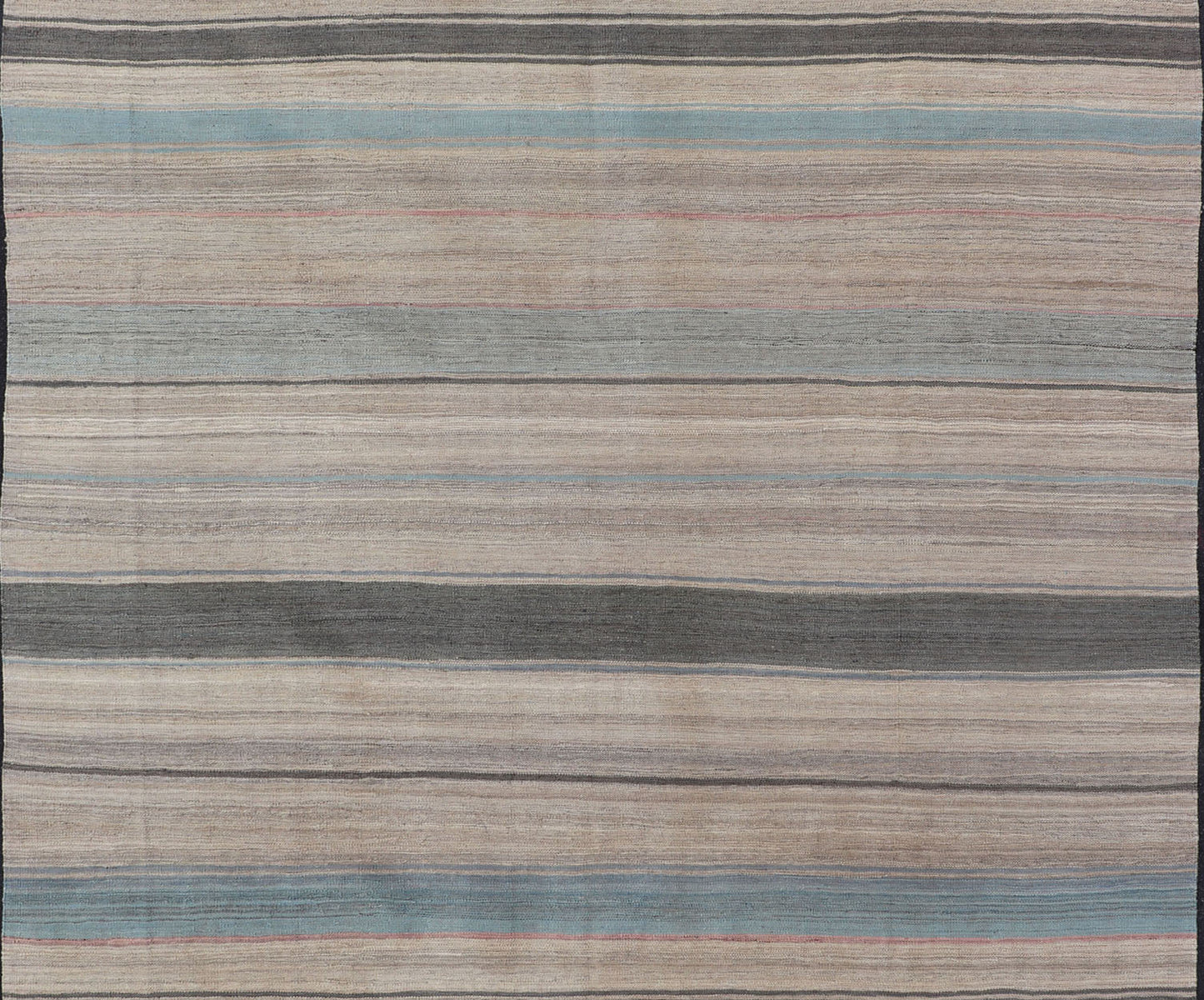 Modern Kilim Rug with Large Stripes in Shades of Blue, Taupe, Gray Flat - weave Kilim rug with stripes with modern design in shades of blue, taupe gray and cream, rug AFG - 125, Keivan Woven Arts country of origin / type: Afghanistan / Kilim. Me... - Keivan Woven ArtsAFG - 125 - 15809Rug
