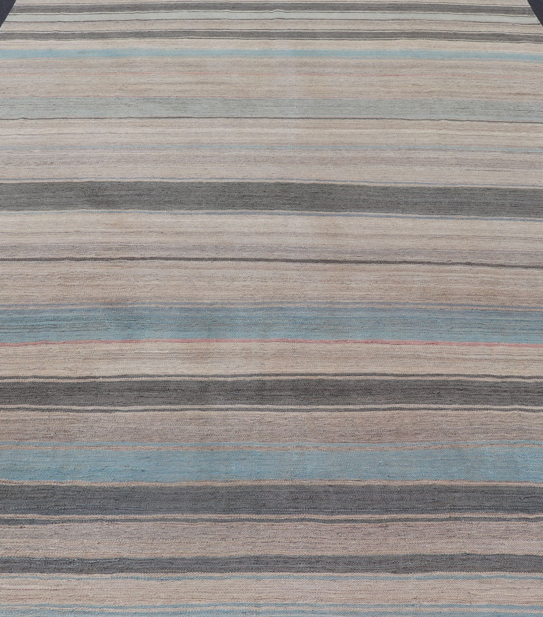 Modern Kilim Rug with Large Stripes in Shades of Blue, Taupe, Gray Flat - weave Kilim rug with stripes with modern design in shades of blue, taupe gray and cream, rug AFG - 125, Keivan Woven Arts country of origin / type: Afghanistan / Kilim. Me... - Keivan Woven ArtsAFG - 125 - 15809Rug