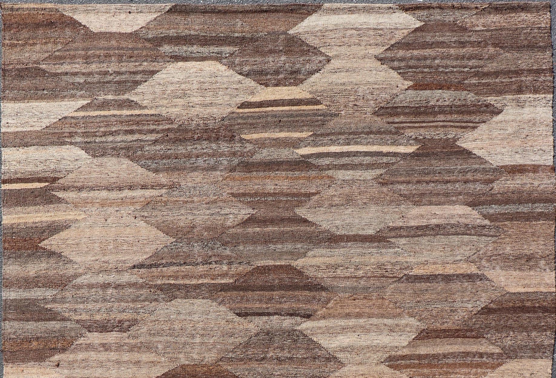 Modern Hand - Woven Flatweave Kilim in Wool with Sub - Geometric Diamond Design. Modern Kilim Rug, Keivan Woven Arts / rug AFG - 127, country of origin / type: Afghanistan / Kilim, circa Early - 21th Century. Measures: 6'9 x 9'8 This flat - weave tribal k... - Keivan Woven ArtsAFG - 127 - 21439Rug