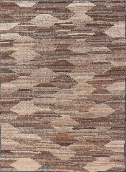 Modern Hand - Woven Flatweave Kilim in Wool with Sub - Geometric Diamond Design. Modern Kilim Rug, Keivan Woven Arts / rug AFG - 127, country of origin / type: Afghanistan / Kilim, circa Early - 21th Century. Measures: 6'9 x 9'8 This flat - weave tribal k... - Keivan Woven ArtsAFG - 127 - 21439