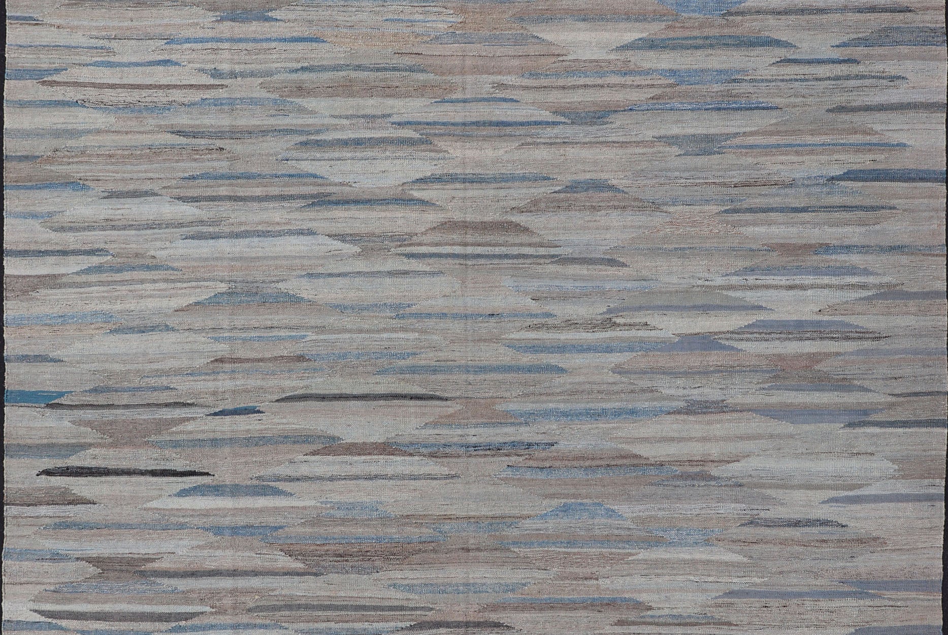 Neutrals, Charcoal, Gray and Brown Diamond Afghan Modern Kilim Geometric Design Modern and casual flat - woven Kilim rug in charcoal, gray, blue and brown diamond Afghan Modern Kilim Geometric design. Keivan Woven Arts , Rug AFG - 131, country of or... - Keivan Woven ArtsAFG - 131 - 15813Rug