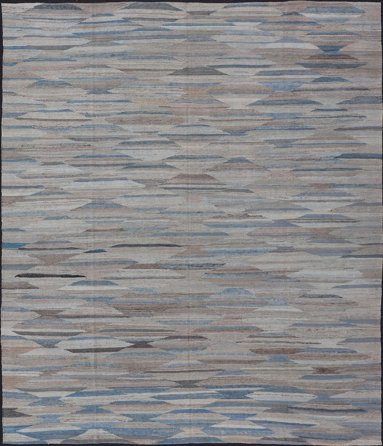 Neutrals, Charcoal, Gray and Brown Diamond Afghan Modern Kilim Geometric Design Modern and casual flat - woven Kilim rug in charcoal, gray, blue and brown diamond Afghan Modern Kilim Geometric design. Keivan Woven Arts , Rug AFG - 131, country of or... - Keivan Woven ArtsAFG - 131 - 15813Rug