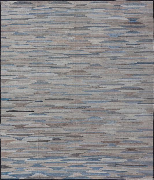 Neutrals, Charcoal, Gray and Brown Diamond Afghan Modern Kilim Geometric Design Modern and casual flat - woven Kilim rug in charcoal, gray, blue and brown diamond Afghan Modern Kilim Geometric design. Keivan Woven Arts , Rug AFG - 131, country of or... - Keivan Woven ArtsAFG - 131 - 15813Rug