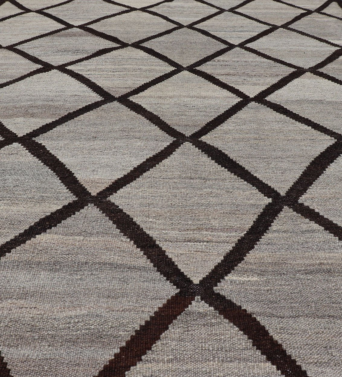 Natural Color - Tone Flat - Weave Kilim in Diamond Design in Gray and Brown. Versatile and natural color - tone flat - weave Kilim for a modern. Keivan Woven Arts/ rug AFG - 141, country of origin / type: Afghanistan / Kilim Measures:4'1 x 5'10 This neutra... - Keivan Woven ArtsAFG - 141 - 15825Rug