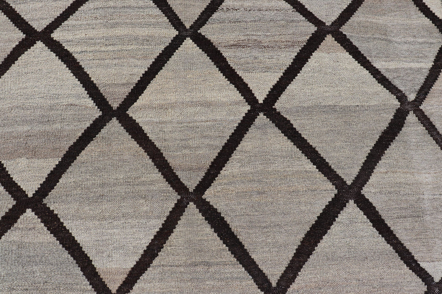 Natural Color - Tone Flat - Weave Kilim in Diamond Design in Gray and Brown. Versatile and natural color - tone flat - weave Kilim for a modern. Keivan Woven Arts/ rug AFG - 141, country of origin / type: Afghanistan / Kilim Measures:4'1 x 5'10 This neutra... - Keivan Woven ArtsAFG - 141 - 15825Rug