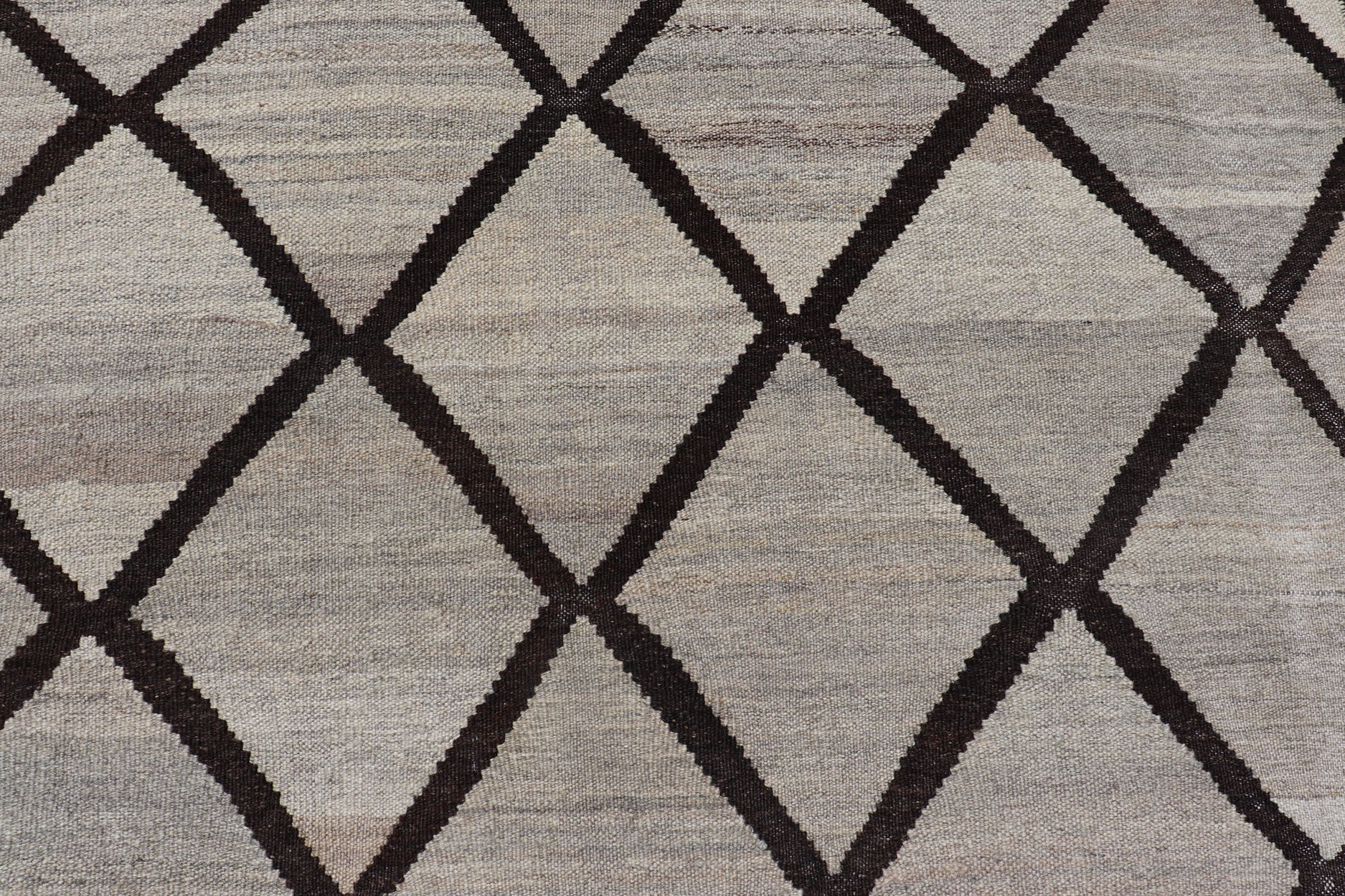 Natural Color - Tone Flat - Weave Kilim in Diamond Design in Gray and Brown. Versatile and natural color - tone flat - weave Kilim for a modern. Keivan Woven Arts/ rug AFG - 141, country of origin / type: Afghanistan / Kilim Measures:4'1 x 5'10 This neutra... - Keivan Woven ArtsAFG - 141 - 15825Rug