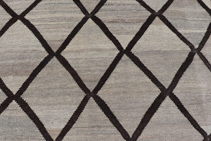 Natural Color - Tone Flat - Weave Kilim in Diamond Design in Gray and Brown. Versatile and natural color - tone flat - weave Kilim for a modern. Keivan Woven Arts/ rug AFG - 141, country of origin / type: Afghanistan / Kilim Measures:4'1 x 5'10 This neutra... - Keivan Woven ArtsAFG - 141 - 15825Rug