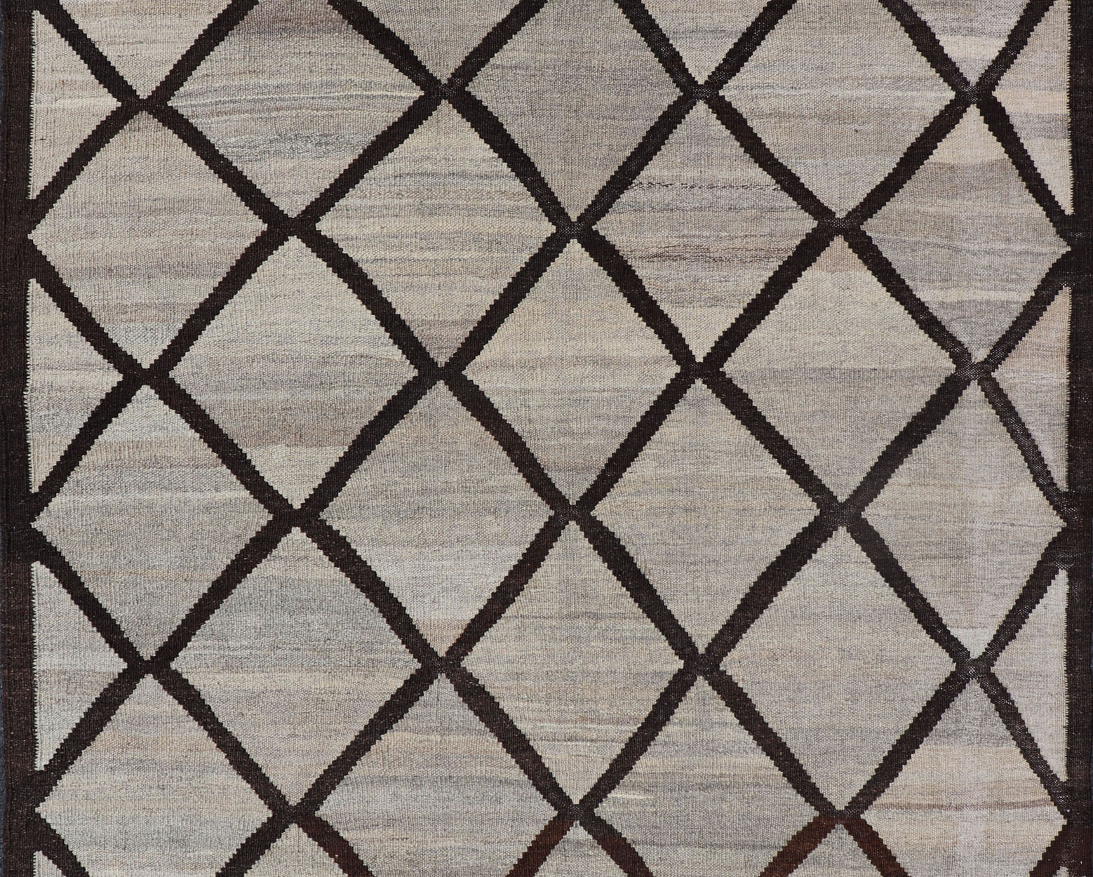 Natural Color - Tone Flat - Weave Kilim in Diamond Design in Gray and Brown. Versatile and natural color - tone flat - weave Kilim for a modern. Keivan Woven Arts/ rug AFG - 141, country of origin / type: Afghanistan / Kilim Measures:4'1 x 5'10 This neutra... - Keivan Woven ArtsAFG - 141 - 15825Rug